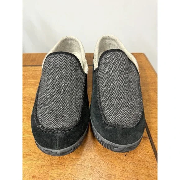 Sorel Men's 11 Dude Moc Slipper Shoes Black‎ Suede Fleece Lined Indoor Outdoor
