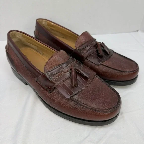 Bass Tyler Mens Brown Pebbled Leather Kiltie Tassel Loafers Size 13M