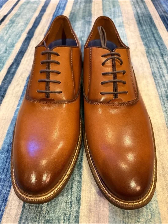 Vince Camuto Cognac Brown Leather Slip-On Loafers