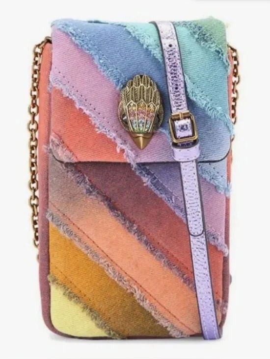 Kurt Geiger London Kensington Rainbow Denim Phone Pouch Multicolor Crossbody