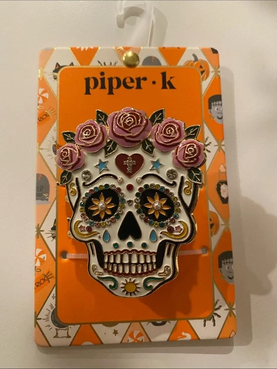 Piper K Sugar Skull Day of the Dead Hair Claw Clip NWT 💀🌹