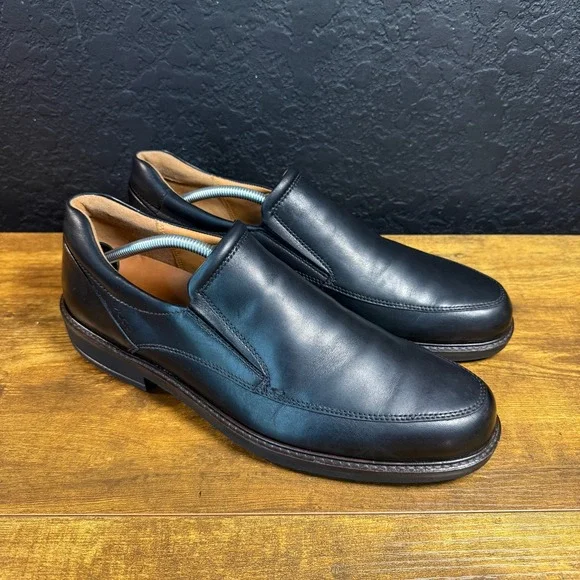 ECCO Helsinki Black Leather Slip On Dress Shoes Mens EU 45 US 11-11.5