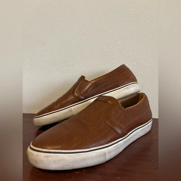 ZARA MENS LEATHER SLIP ON SHOES SZ 9