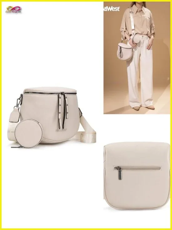 Large Vegan Leather Crossbody Bag with Coin Purse Adjustable Strap