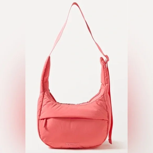 NWT ATHLETA All About Small Crossbody Hobo Bag- Coral/ One Size