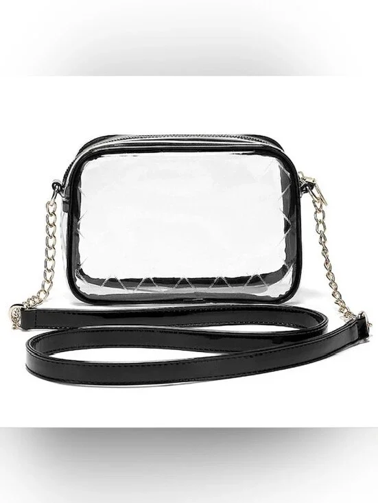 Clear Crossbody Stadium Bag with Black Trim