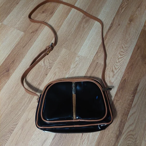 Valentina Black Patent Leather Crossbody