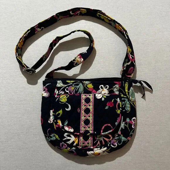 Vera Bradley Navy Blue Crossbody Retired Pattern Adjustable Strap, EUC