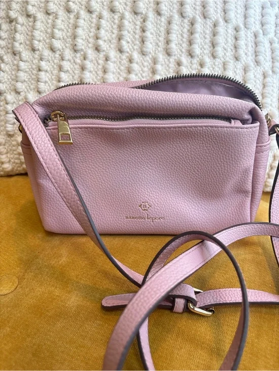 Nanette Lepore Blush Pink Pebbled Leather Crossbody Bag
