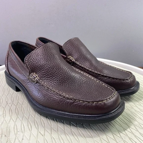 Rockport Men's Dark brown Leather Loafers Slip-On Dress Shoes Sz. 8M‎ EUC