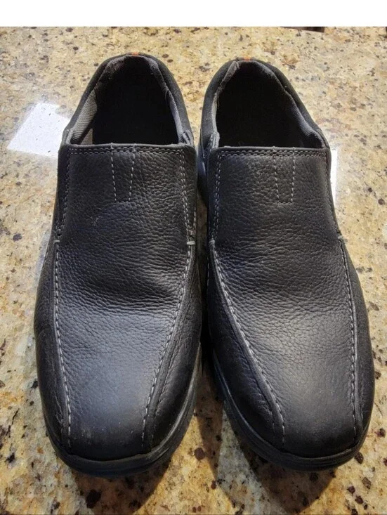 Clarks #14885 Black Pebbled Mens Ultimate Comfort Loafer Shoes 11W