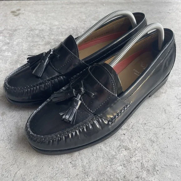 Cole Haan Black Leather Tassel Loafers Mens Size 10
