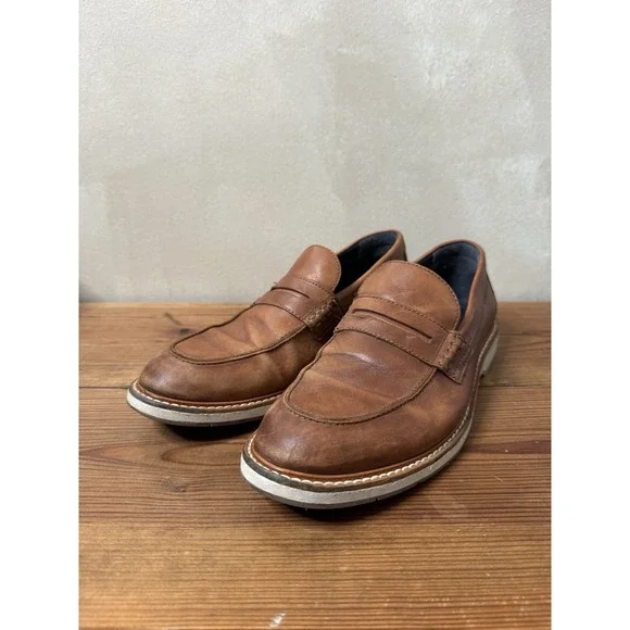 Cole Haan Mens Brown Leather Penny Loafers Size 8 Slip On Classic Dress Shoes