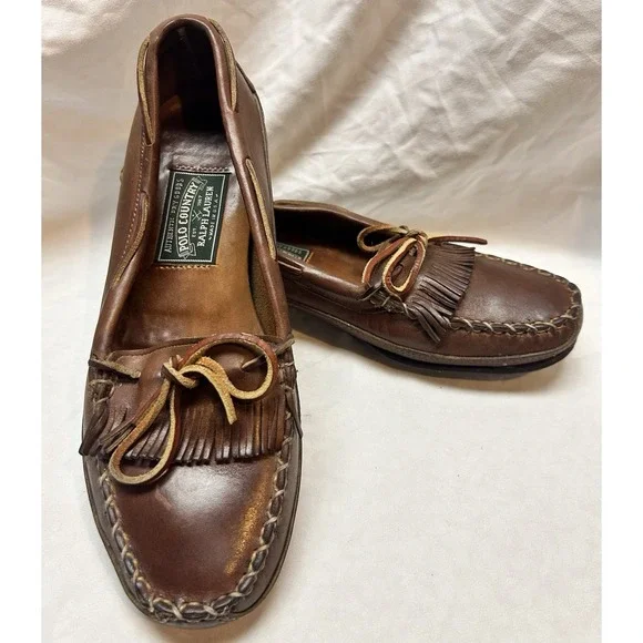 VTG Ralph Lauren Polo Country Brown Leather  Loafers 9.5 D Old Money Preppy