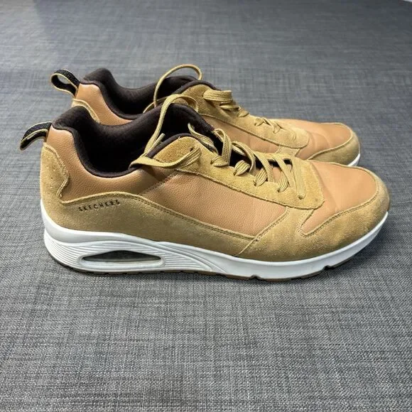 Skechers Men's Uno Stacre Whiskey Tan Suede Shoes Sneakers SN 52468 Size 12