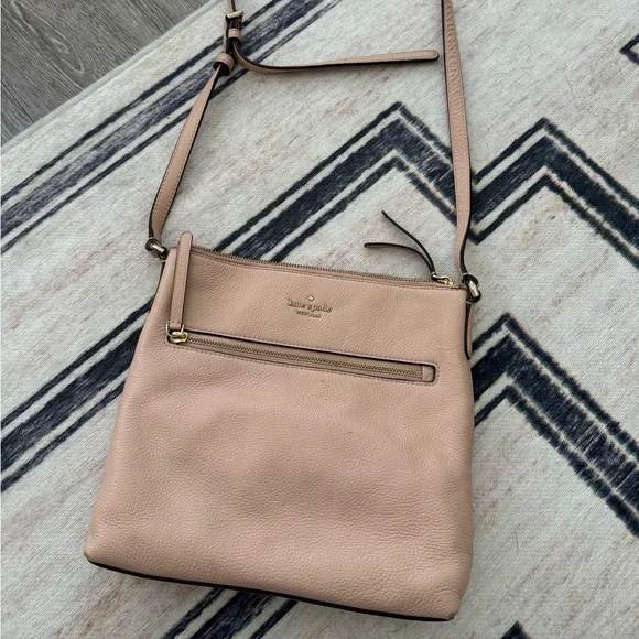 Kate Spade Jackson Pebbled Leather Crossbody Bag Pink Fawn