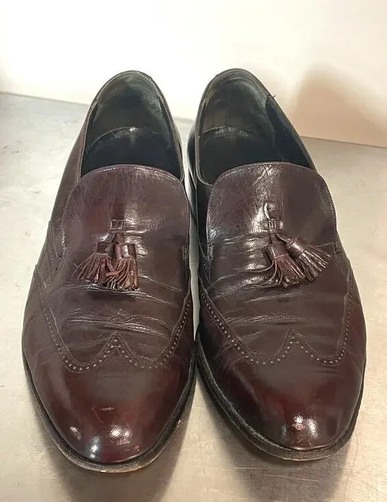 Florsheim Brown Leather Tassel Wing Tip Dress Shoes Loafers Size 10.5
