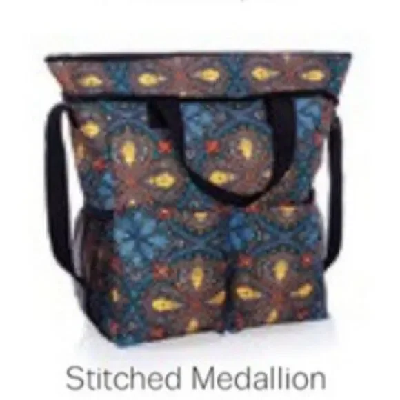 Thirty-One Crossbody Organizing Tote in Stitched Medallion