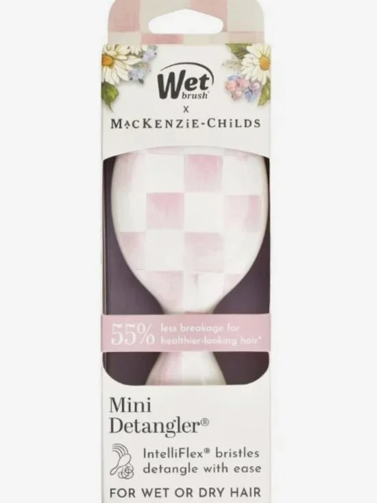 MacKenzie Childs x Wet Brush Pink Checkered Mini Detangler - NWT