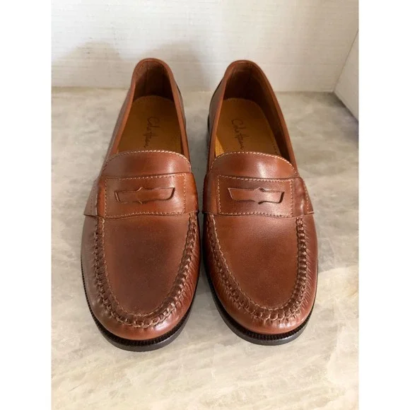 Cole Haan Penny Loafers Mens 10.5 M Brown Leather Moc Toe Slip On E07 01462 Good