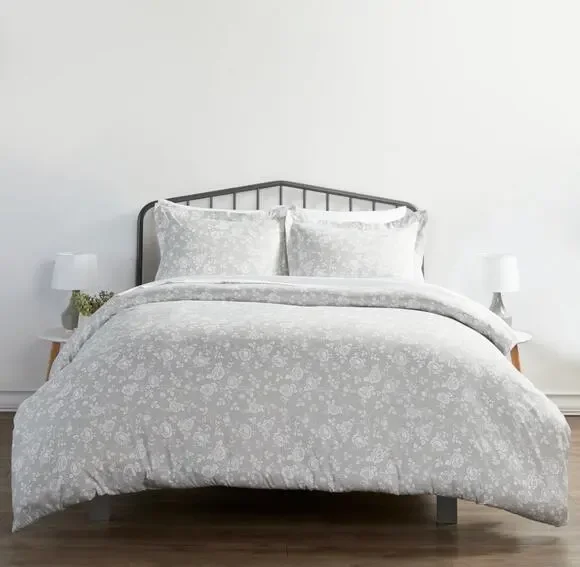 Rose Gray Pattern 3-Piece Duvet Cover Set King& Cal King