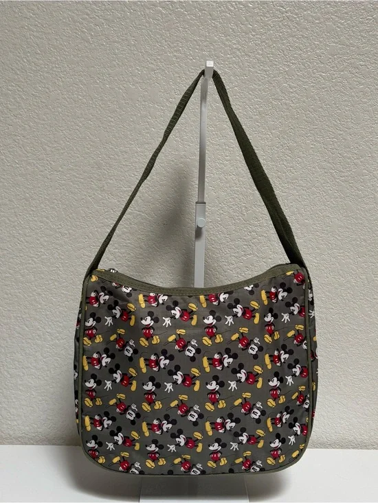 Olive Green Crossbody Bag with Character Print