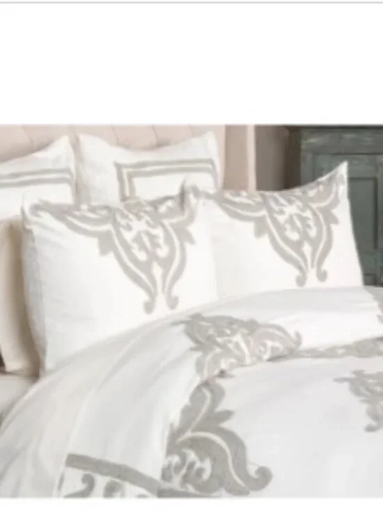 NEW Z Gallerie Villa Home Patrina Ivory Queen Duvet & 2 Euro Shams Set Luxury