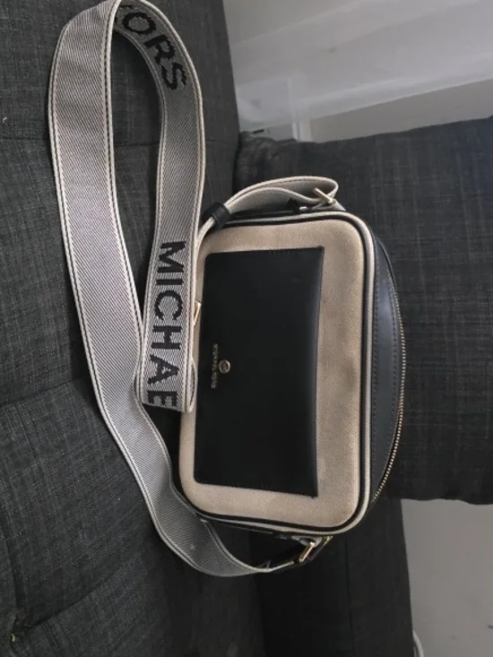 Michael Kors Black and White Crossbody Mini Camera Bag