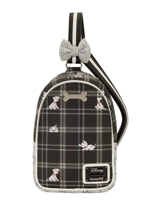 New!! Loungefly Black & Gray 101 Dalmatians Plaid Sling Bag
