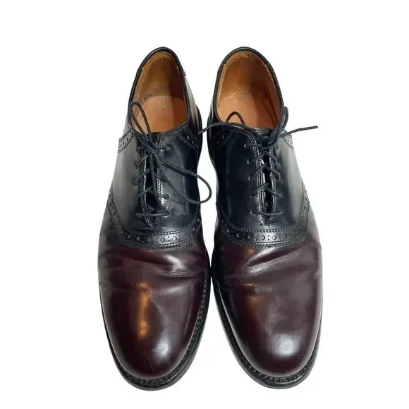 Allen Edmonds Shelton 8271 Burgundy Two Tone Saddle‎ Oxford Dress Shoe 9.5 B