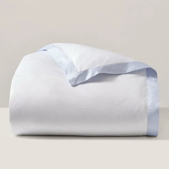 Ralph Lauren RL 624 Organic Cotton Sateen Border twin Duvet Cover Blue Hycnth