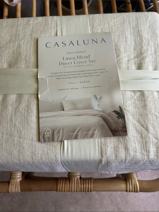 Casaluna F/Q Heavyweight Linen Blend Duvet Cover Set - Natural