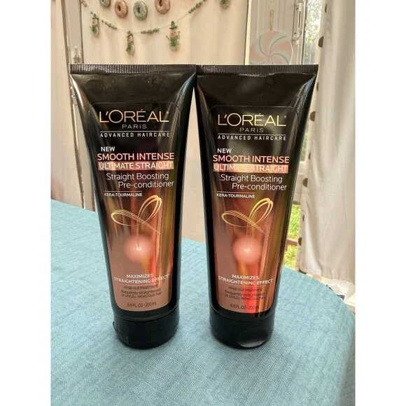 2 L’Oreal Paris Smooth Intense Ultimate Straight Pre-Conditioner NOS 6.8oz