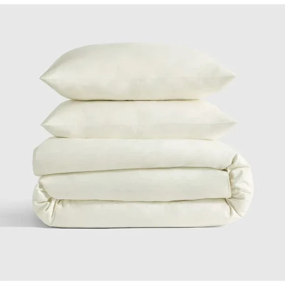 Quince Classic Organic Percale Duvet Cover Set King/Cali ing Ivory 3 Piece