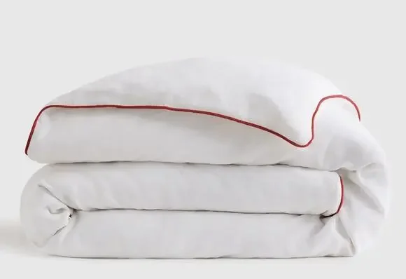 Quince European Linen Piped Duvet Cover Full Queen White Cherry NWOT Linen