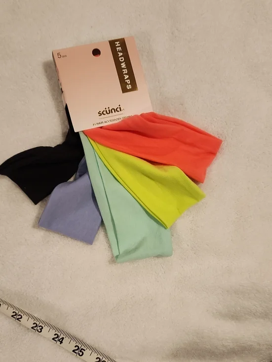 scunci Headwraps Pack of 5 in Black, Coral, Lime, Mint, Lavender. BNIT