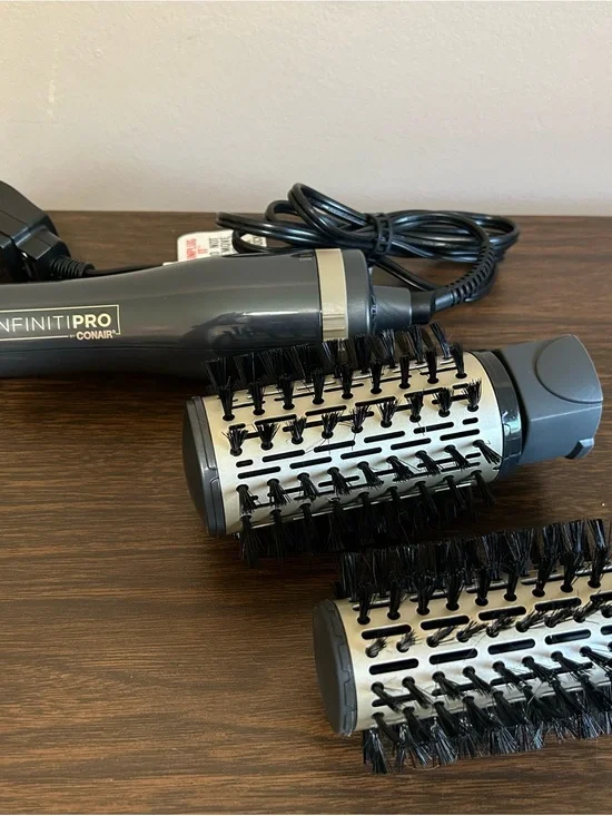 Conair InfinitiPro Charcoal Hot Air Brush with Interchangeable Barrels 2” & 1.5”