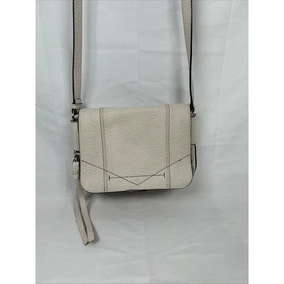 Vince Camuto Crossbody Leather Pebble Bag Cream Gray