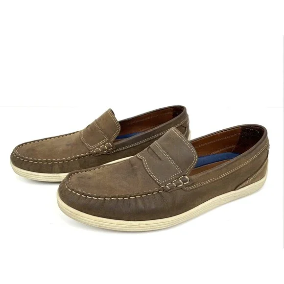 Johnston & Murphy Emmett Leather Penny Loafer Memory Foam Brown - Men's Size 10