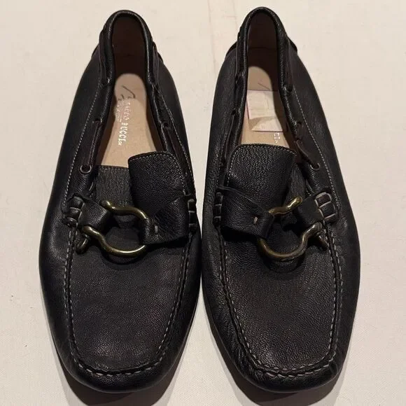 Bacco Bucci Black Leather Bit Moccasins