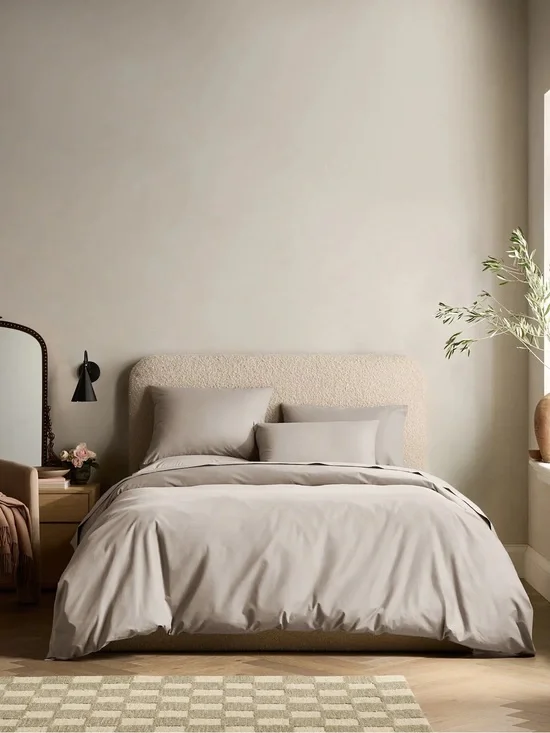 Quince Organic Percale Duvet Cover — Dove, King/Cal King