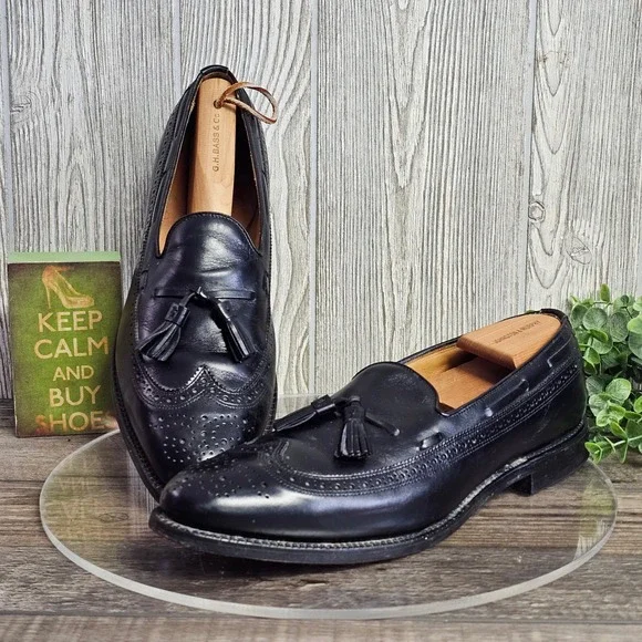 Vintage Allen Edmonds Manchester Wingtip Tassel Loafers Men's 12A Black‎ USA