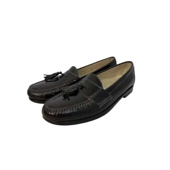 Cole Haan City Loafers Black Leather Pinch Round Toe Tassel Shoes Size 10.5 B