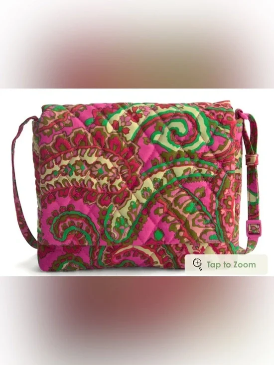 Vera Bradley Quilted Pink Floral Paisley Small Flap Hipster NWT