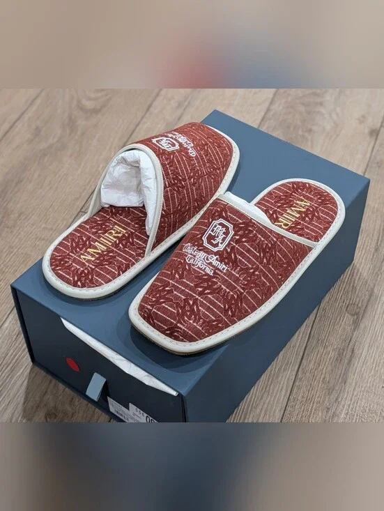 AMIRI Red and White Slip-On Loafers