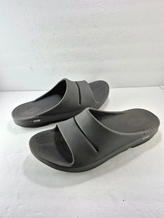 OOFOS OOahh Slide Sandals Mens Size 14 Gray Recovery Foam Comfort Slides