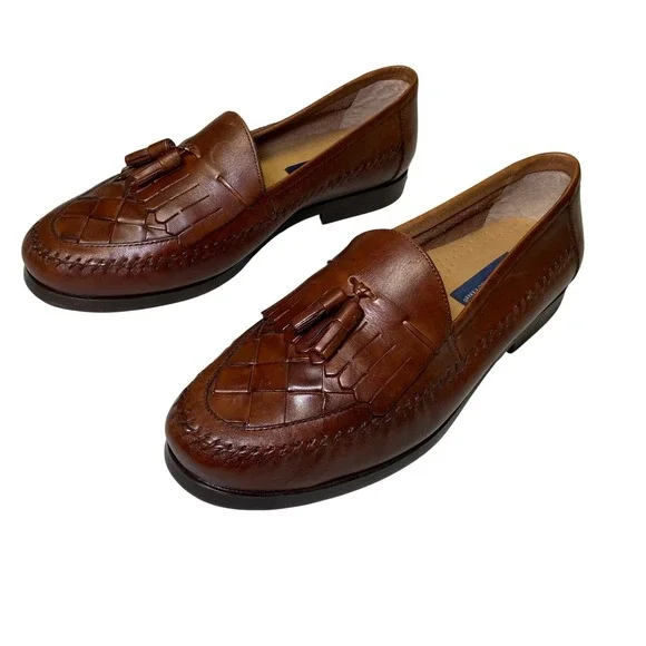 Giorgio Brutini Milan Brown Leather Tassel Loafers Men's 12 EEE Woven Toe