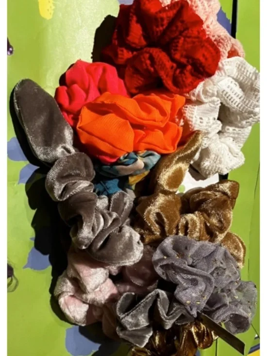 12 Assorted Hair Scrunchies- Brand New -4 Sets of 3 - 2 Sets are Lux, 2 Unlabled