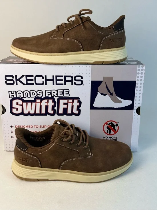 Skechers Hands Free Swift Fit Memory Foam Brown Casual Shoes Men’s 9 NWB