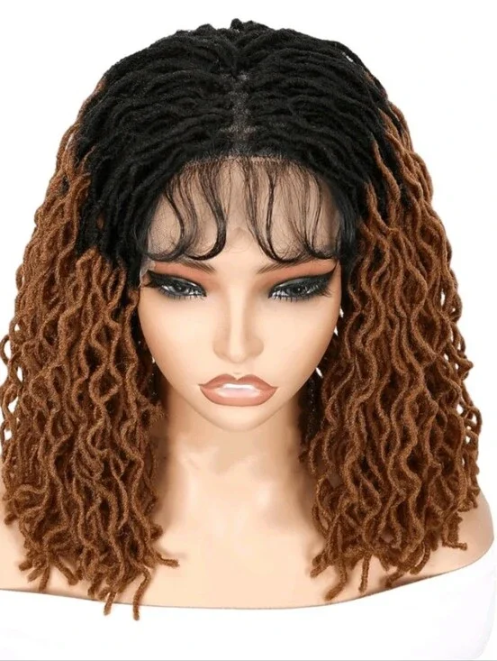 1B-30 Ombre Short Faux Locs Wig with Baby Hair - Black to Brown